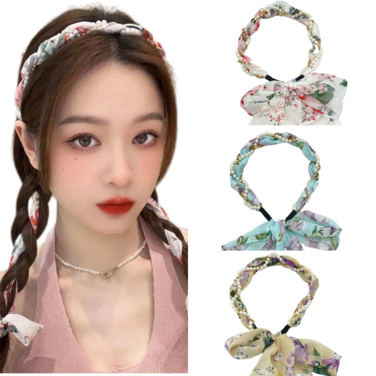 3Pc Women Long Head Wraps Bands,Of Boho Headbands,For Women'S Girls Fashion Hair Accessories Hairpins,Sports,Yoga Gym Workout Headband(Blue,Yellow,Red White)