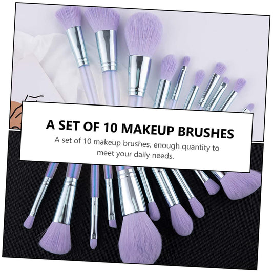 10Pcs Makeup Brushes Set Eye Face Brush Kit Artificial Fiber Safe Sturdy Lightweight Portable for Beginners