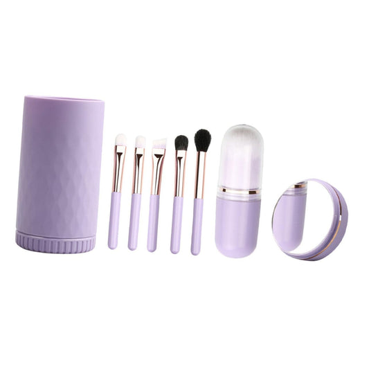 1Set Travel Makeup Brush with Handles Professional Face Applicator for Makeup Enthusiasts and Artists Compact and Adorable Design for Women