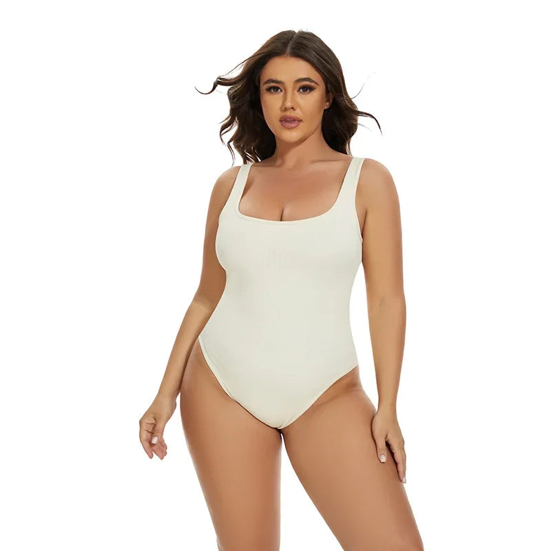 GUUDIA Shapewear Ribbed Body Shaper Suits Tummy Control Open Crotch Spandex Body Shaper Elastic Stretchy Daily Shapers Essencial