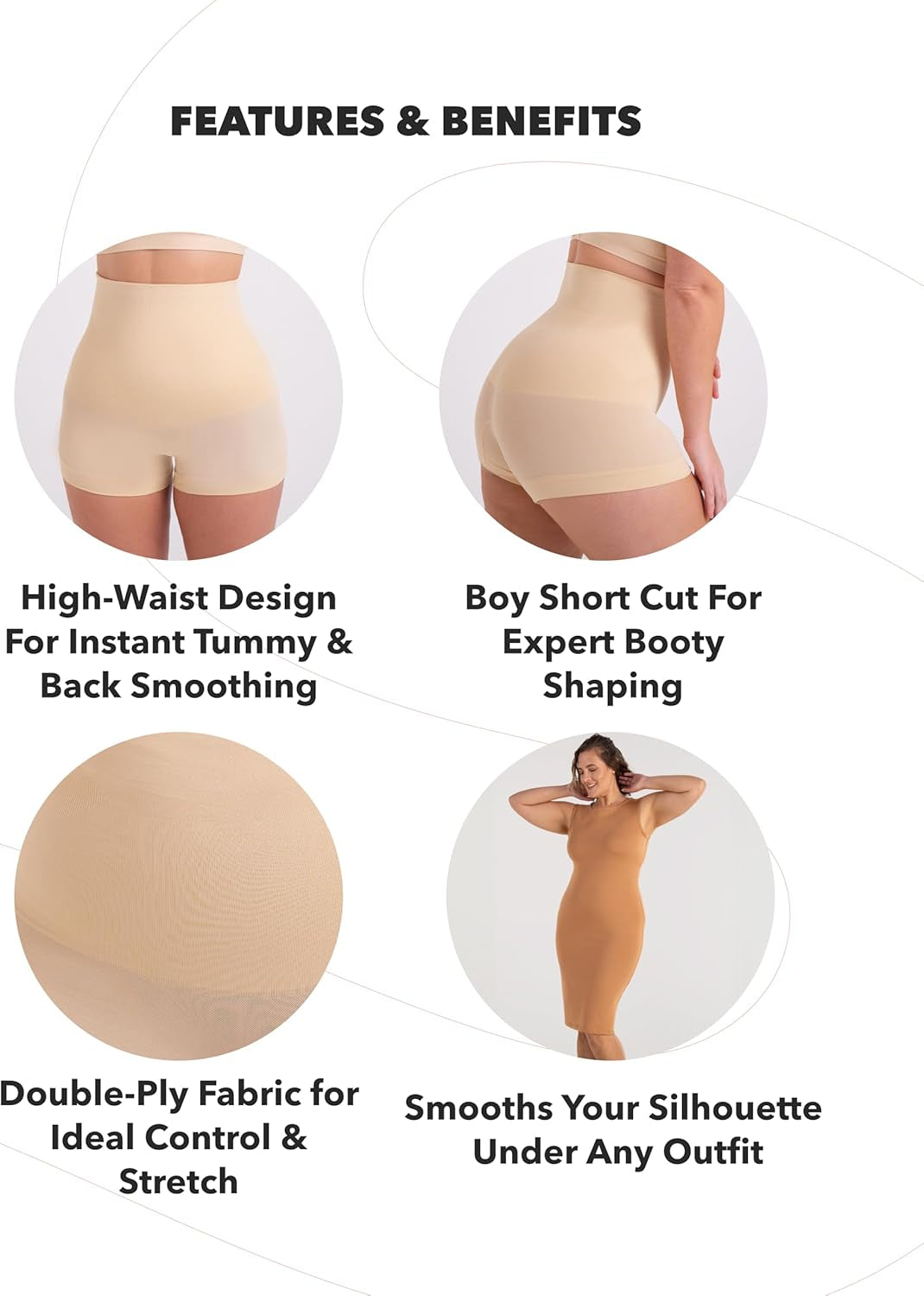 Tummy Control Shapewear - Body Shaper Tummy Control Boyshort, Body Shaper for Women, plus Size Shapewear